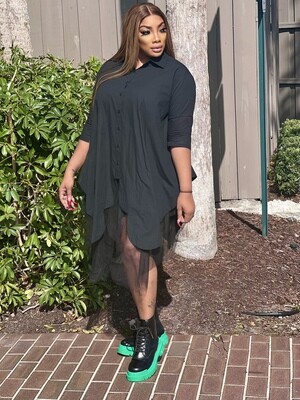 lucky in black button up shirt dress