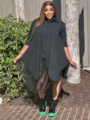lucky in black button up shirt dress
