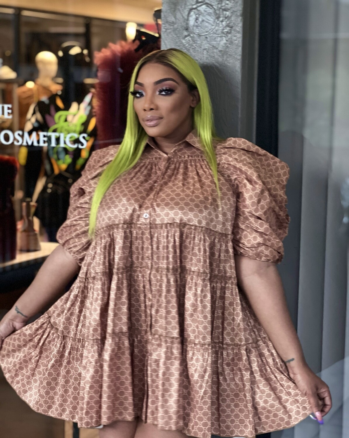 balloon puff sleeve dress