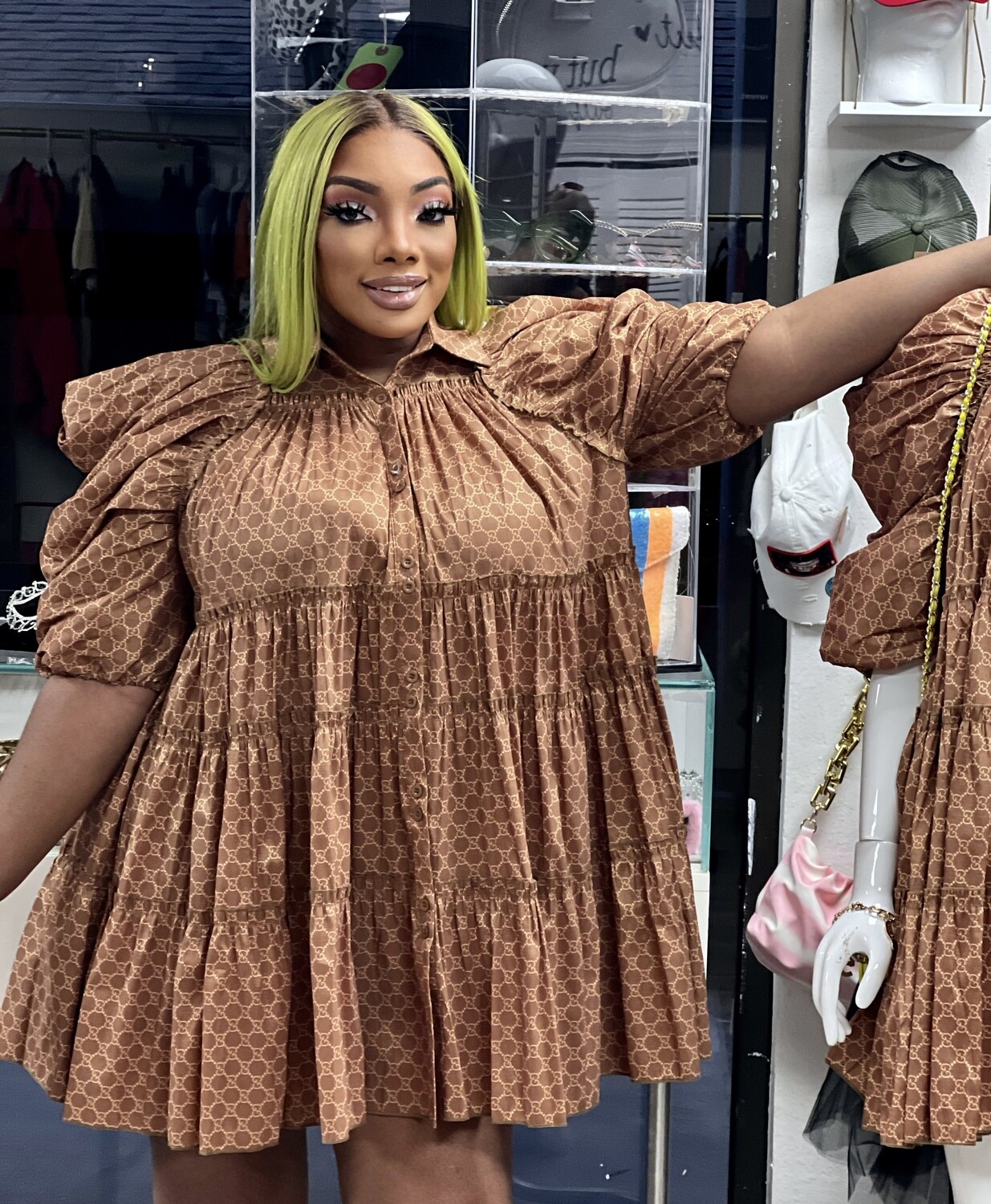 balloon puff sleeve dress
