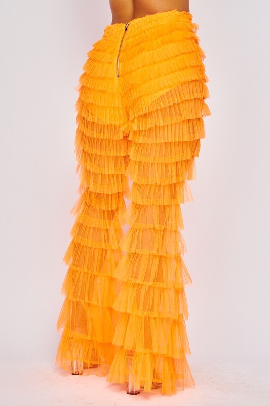 My kind a  style Sheer Tulle Tiered Layered Flare Pants