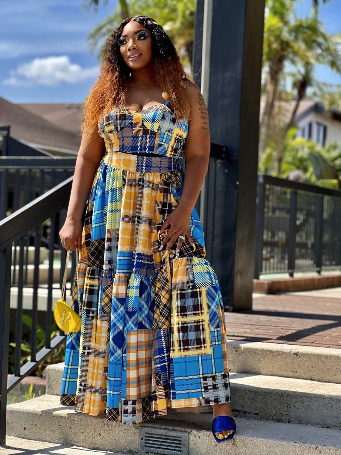 Brunch me please set-YELLOW Plaid