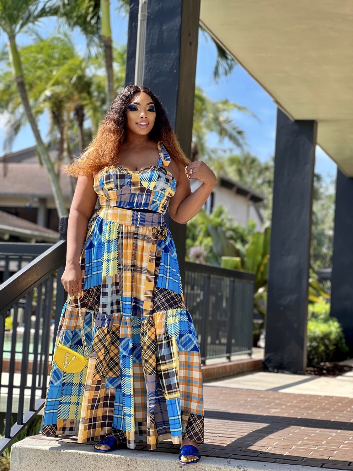 Brunch me please set-YELLOW Plaid