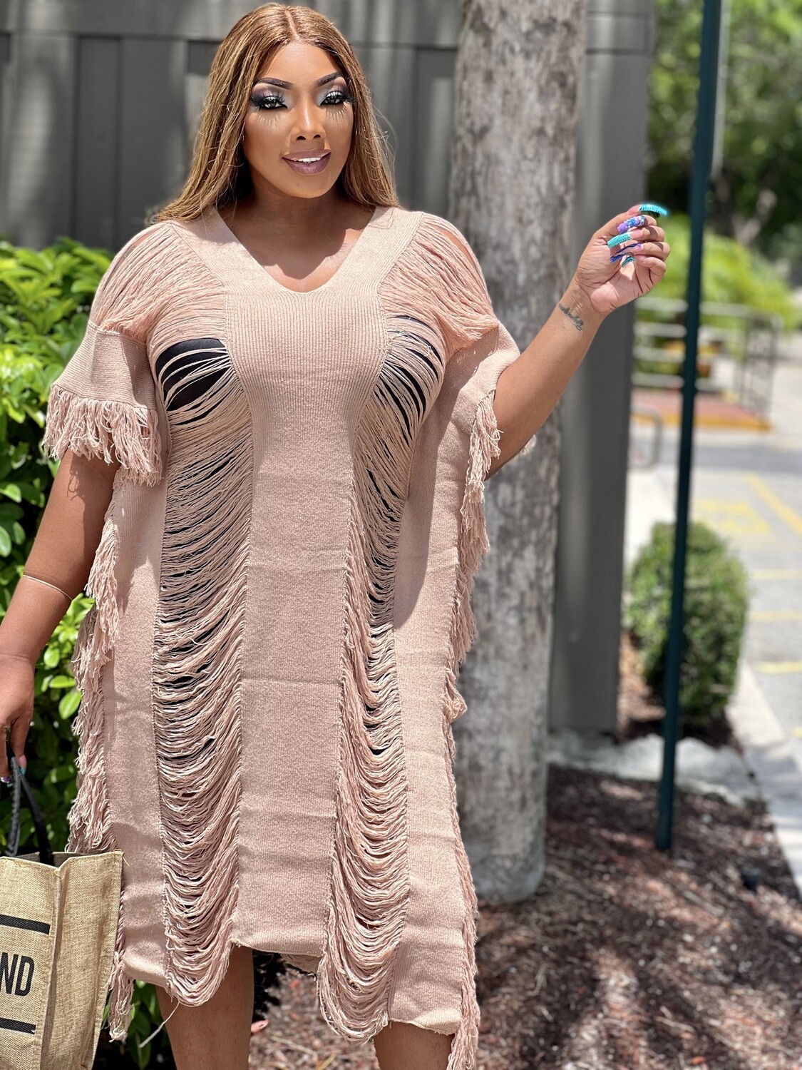 COME FOR ME fashion shredded dress