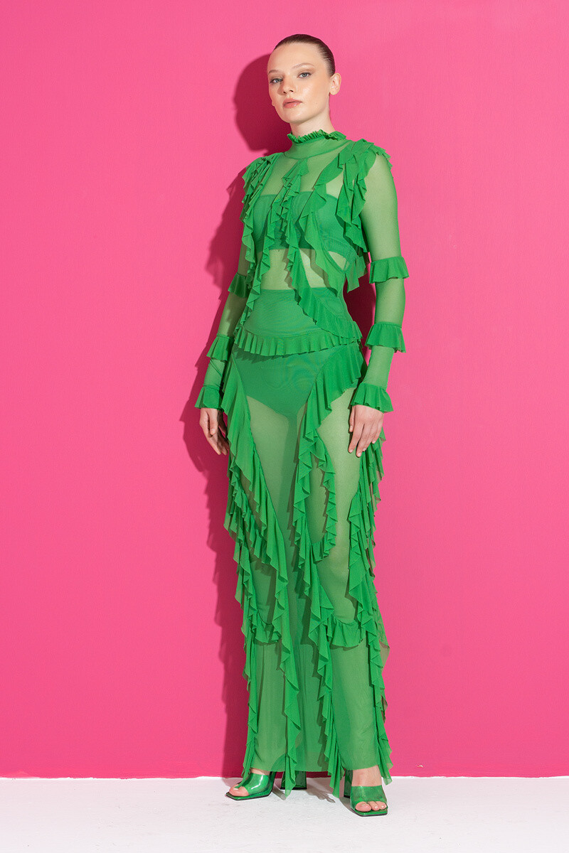 SOMETHING SPECIAL SHEER DRESS IN green