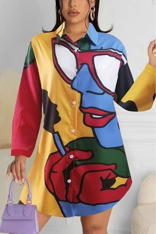 CHERISH me GRAPHIC LONG BLOUSE SHIRT
