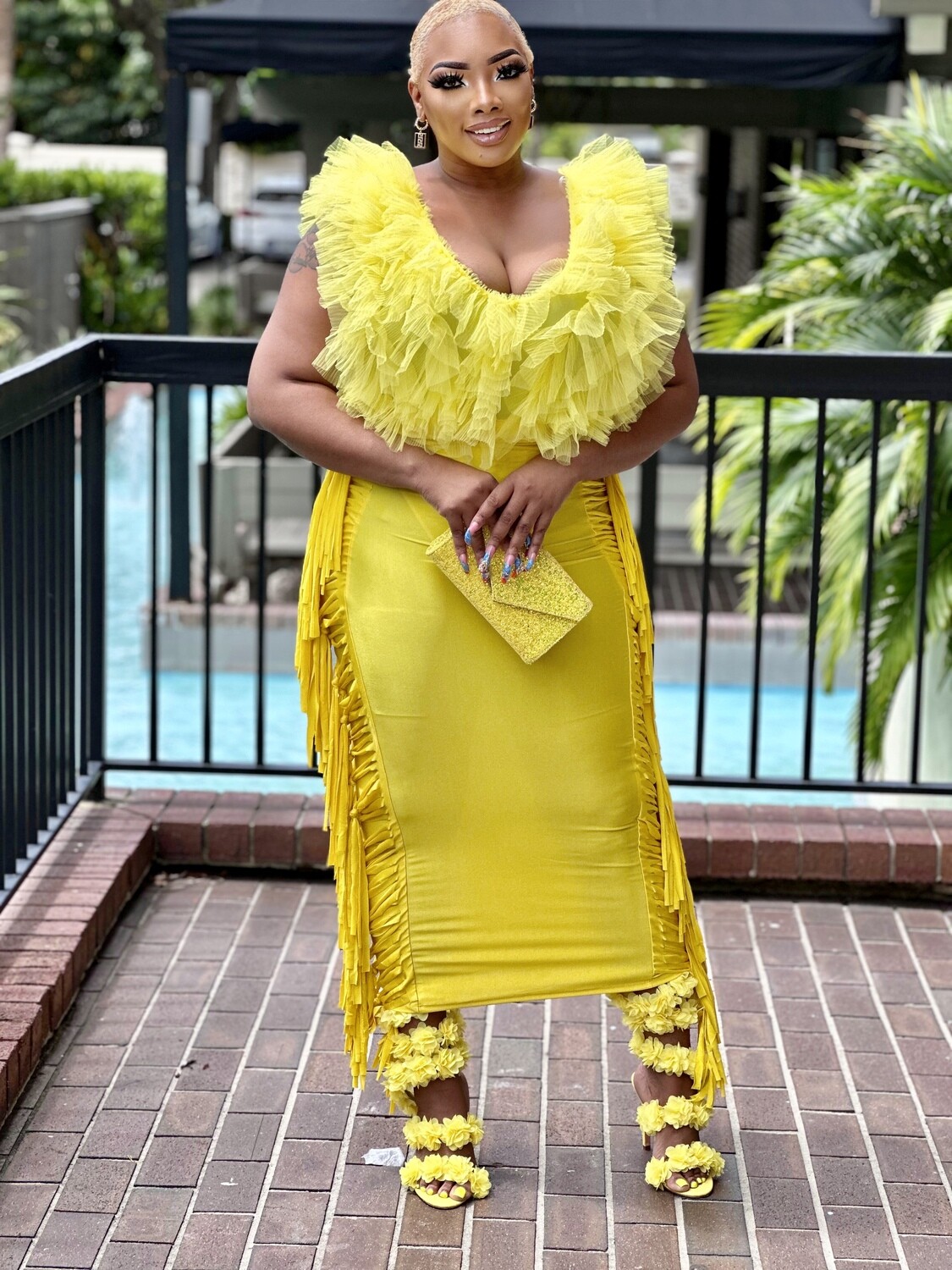 ruffle me bodysuit  top-yellow