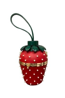 Strawberry  Leather Crossbody purse