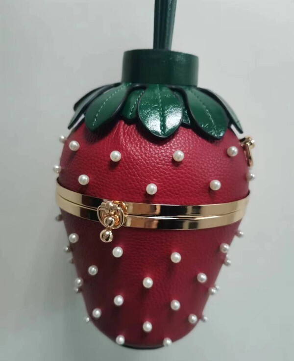 Strawberry  Leather Crossbody purse
