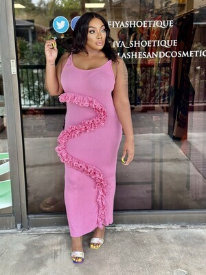 pink is power ruffle dress