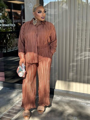 Eve Pleated Blouse Pants Set