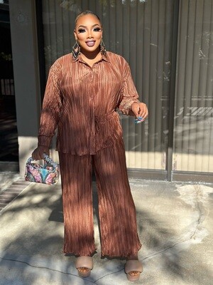Eve Pleated Blouse Pants Set
