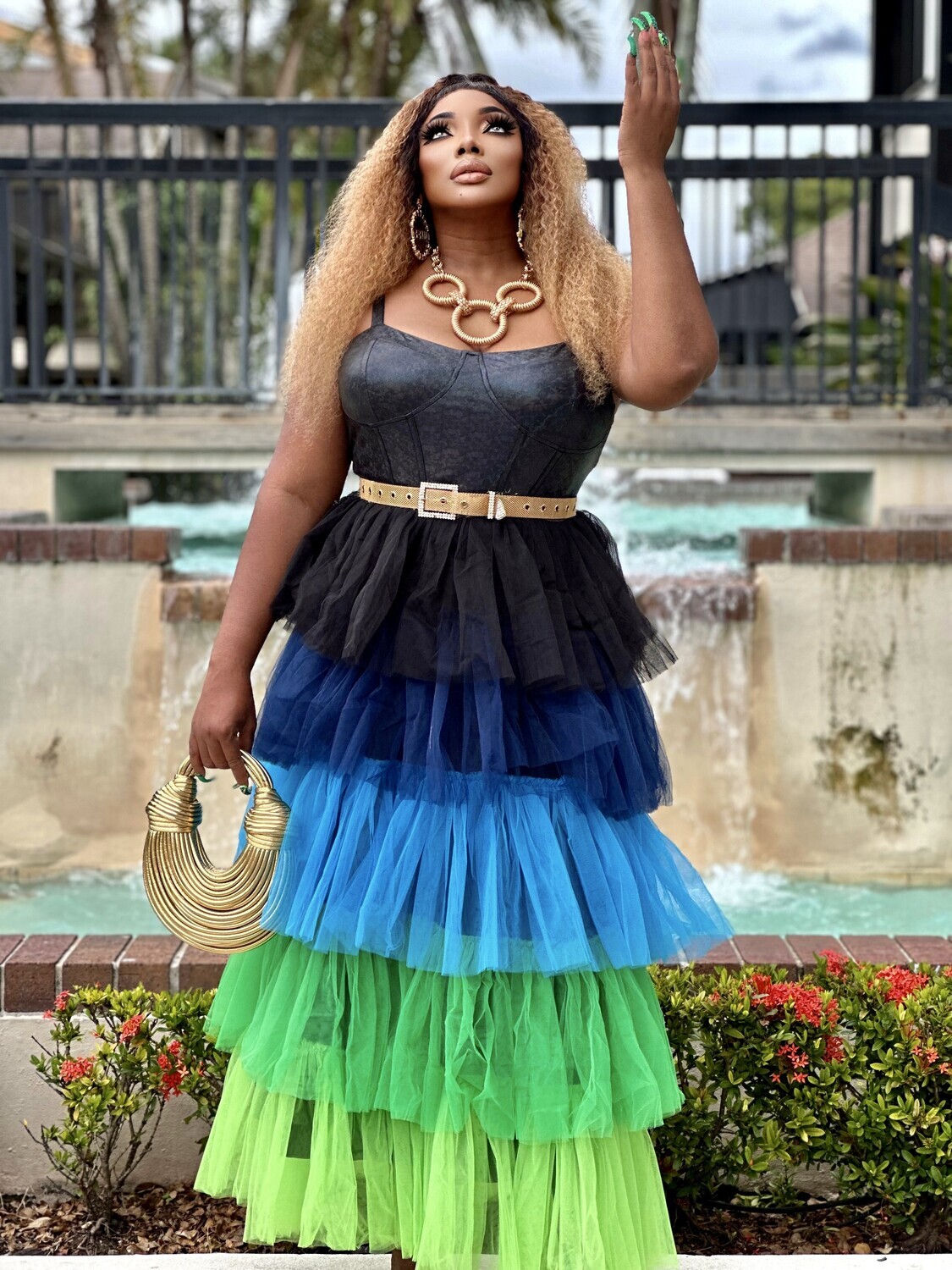 CRIME of fashion MULTI TIERED TULLE DRESS