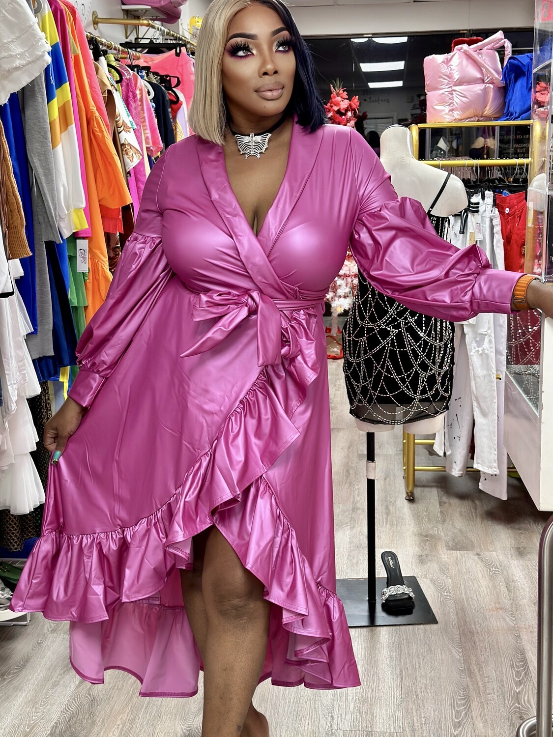 fauxy Girl wrap dress