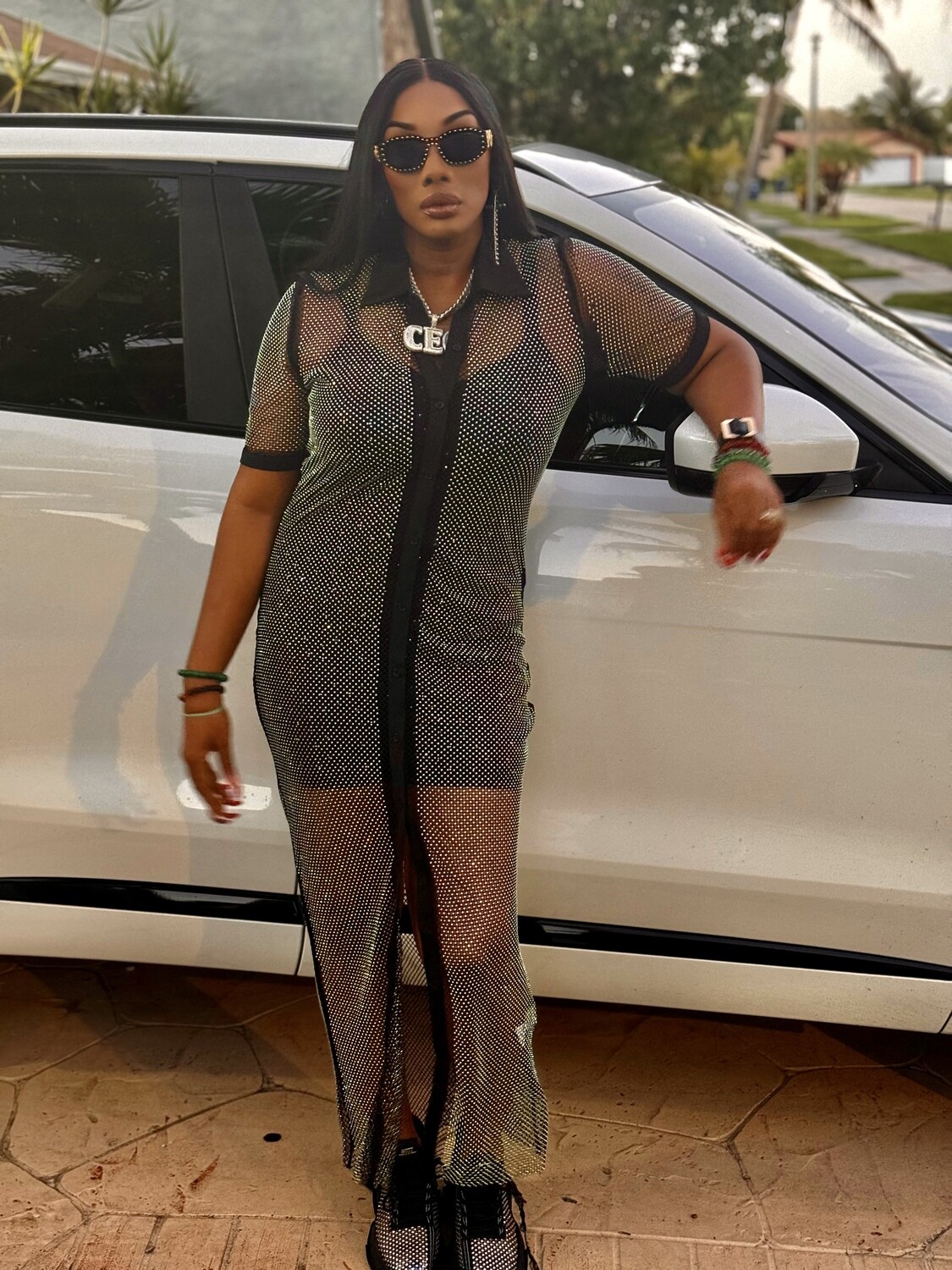 ILLUSION button up MESH DRESS