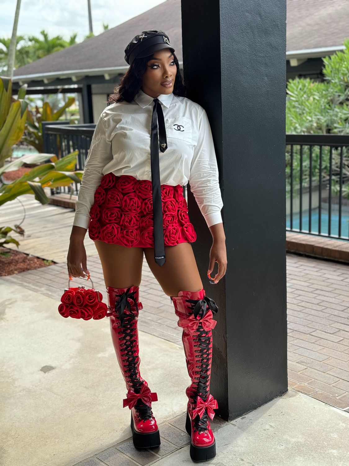 can you call me rose Fashion Rose Patchwork Shorts