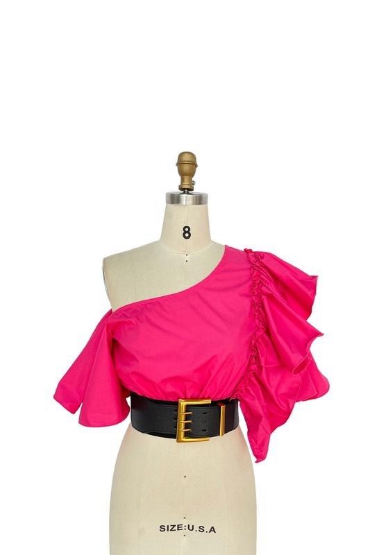 please add a plus one off the shoulder fuchsia top
