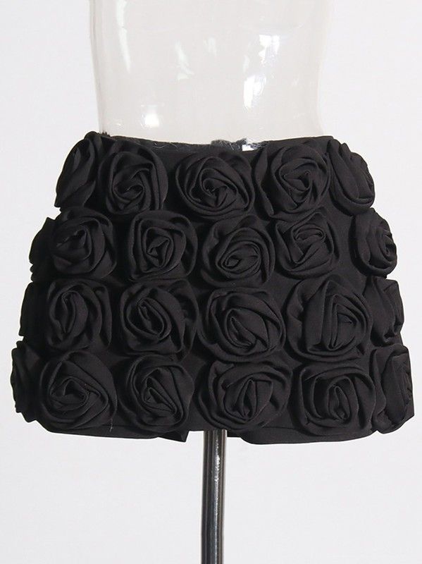 can you call me rose Fashion Rose Patchwork Shorts-BLACK