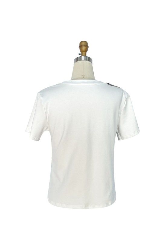 RHINESTONES JEWELED BOWKNOT TEE