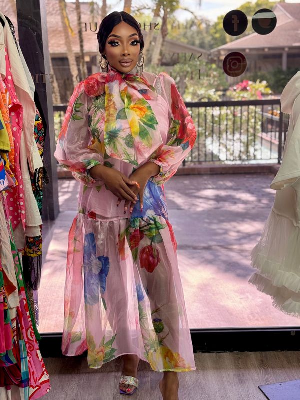 feminity sheer maxi dress