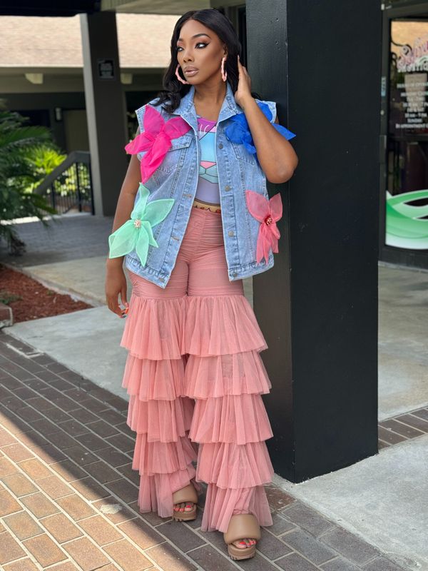 tulle sexy bell bottoms-SALMON