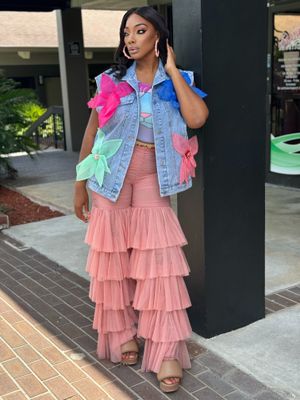 tulle sexy bell bottoms-SALMON