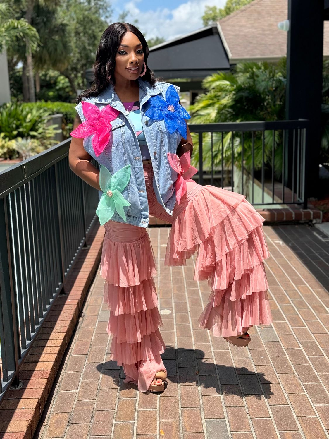 tulle sexy bell bottoms-SALMON
