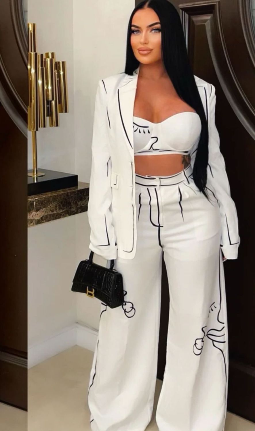 stunning in white BLAZER SET