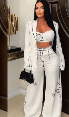 stunning in white BLAZER SET