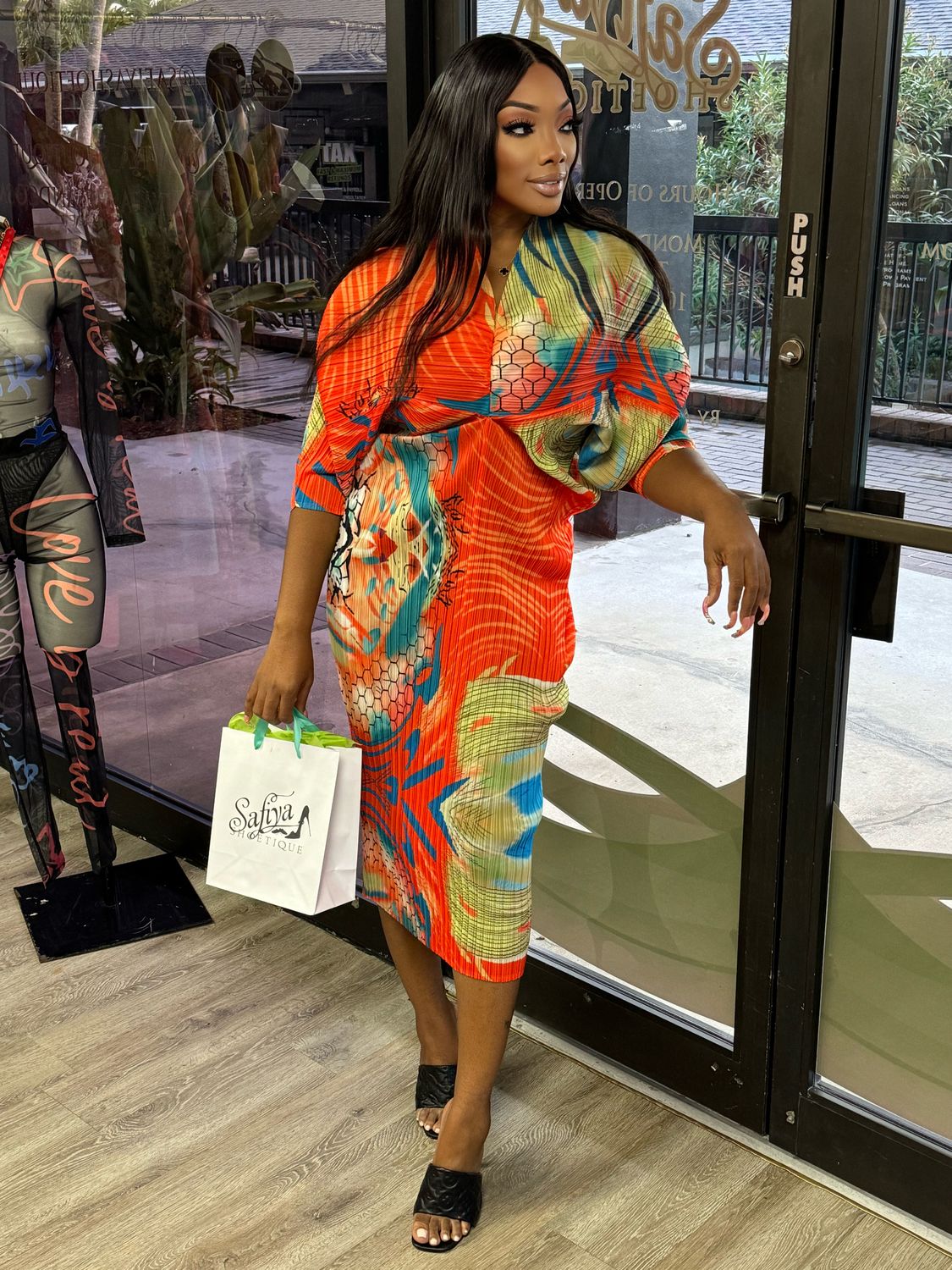 IN THE  summer MEADOW orange multi printed dress