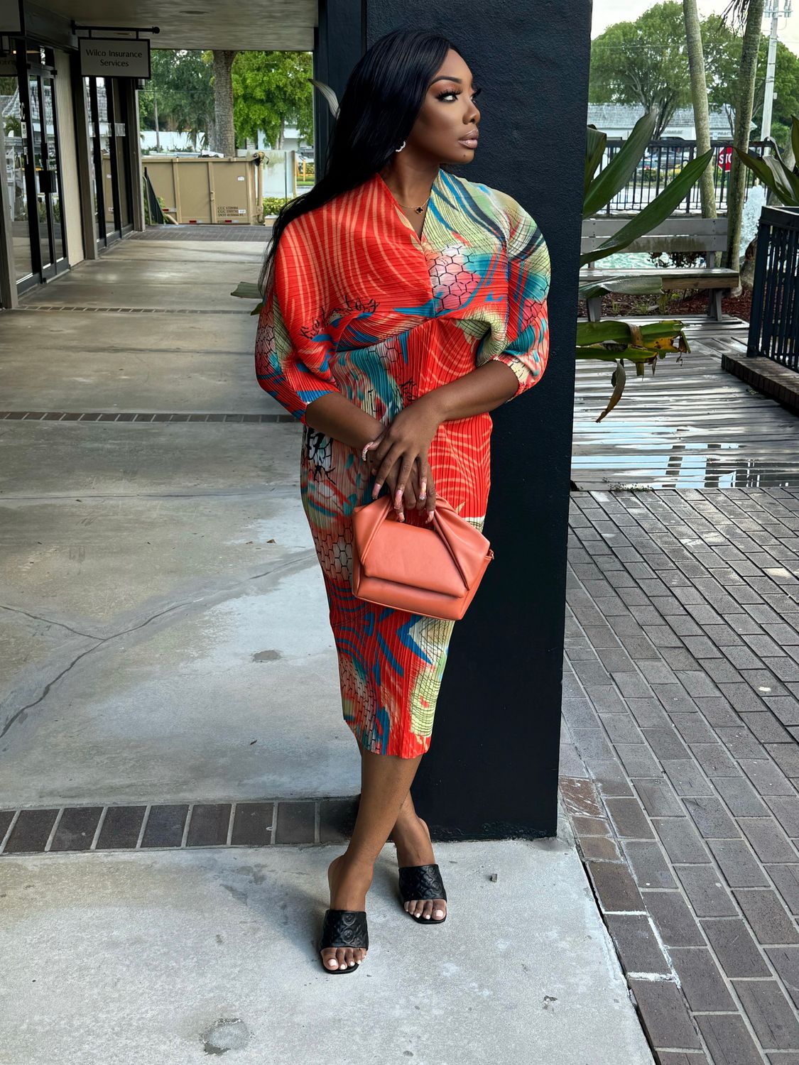 IN THE  summer MEADOW orange multi printed dress