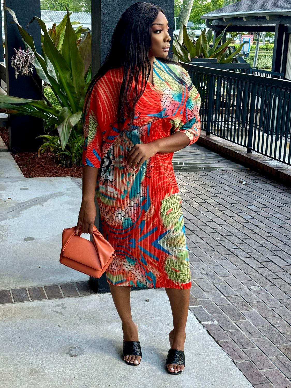 IN THE  summer MEADOW orange multi printed dress