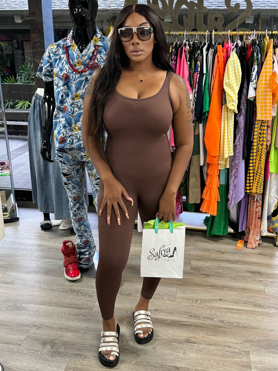 Gracie Seamless ribbed tank jumpsuit