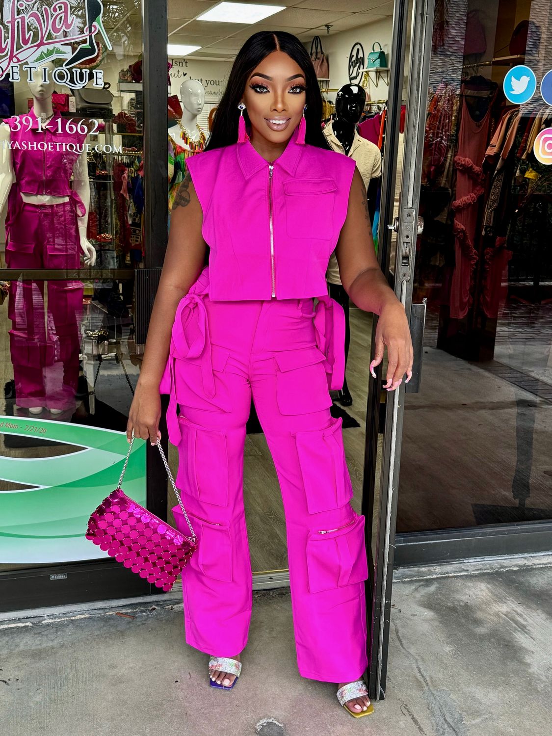 NEED A BREAK Vivid Pink Cargo Matching Set