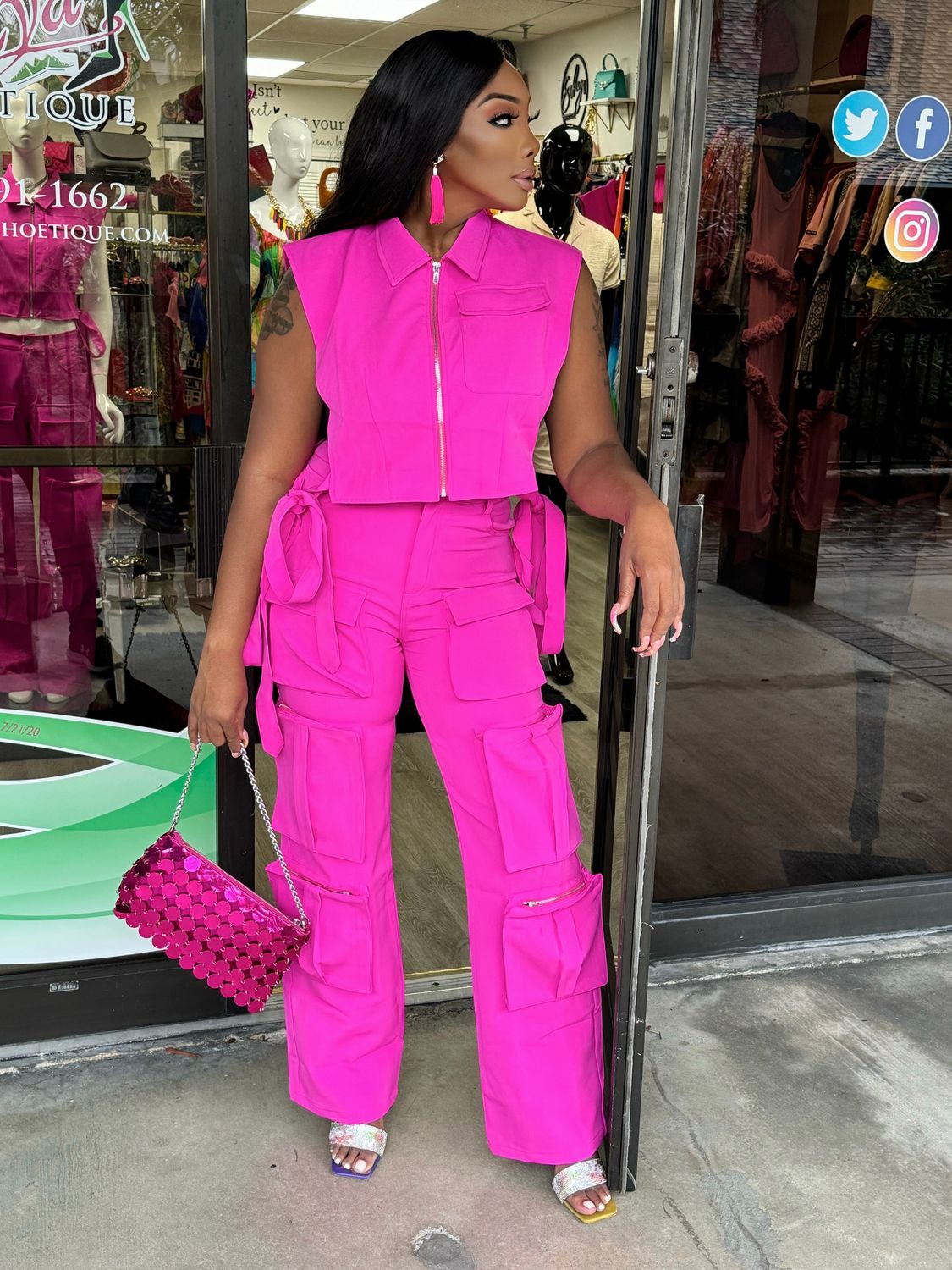 NEED A BREAK Vivid Pink Cargo Matching Set