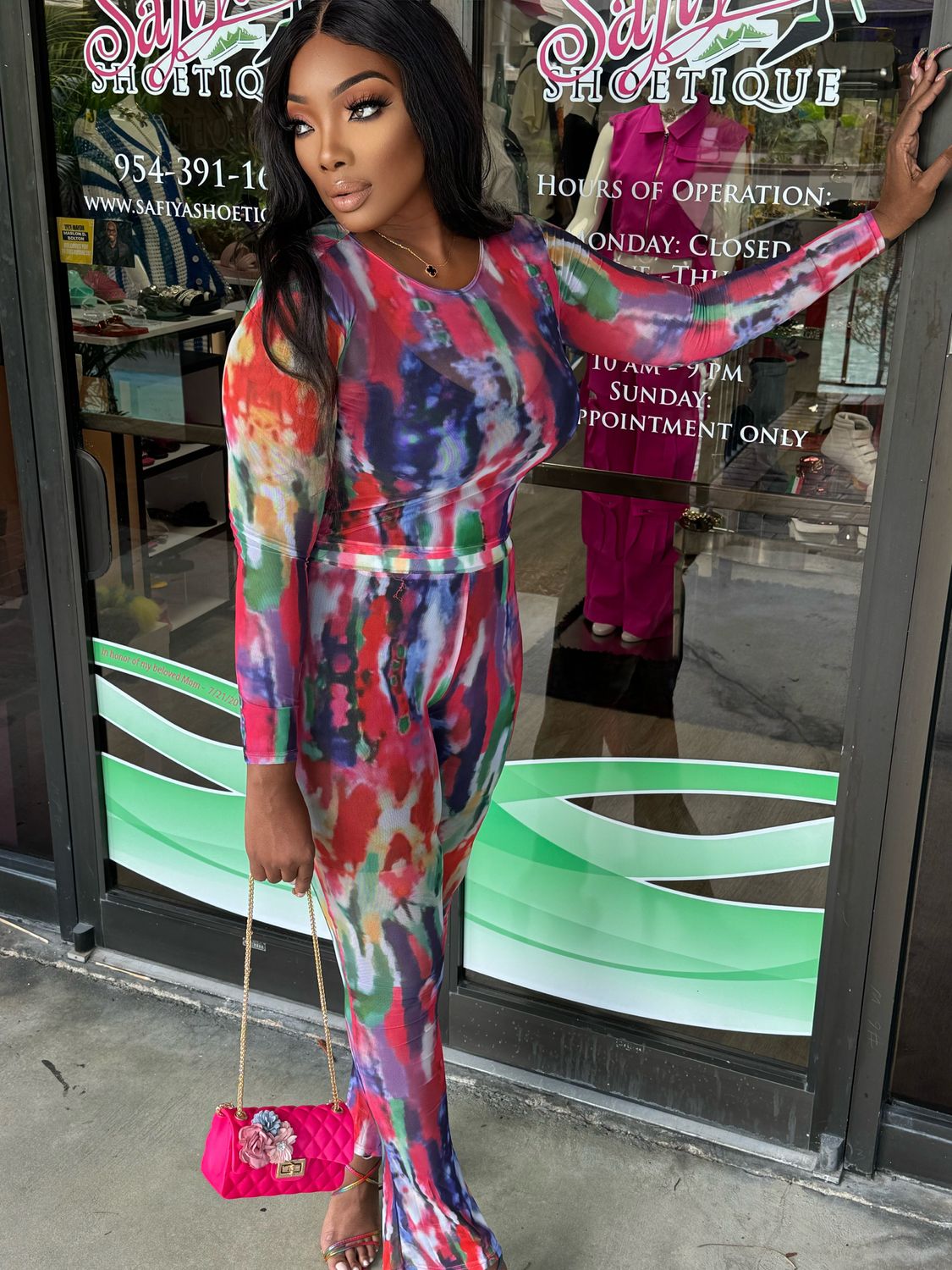 POPSTAR Long Sleeve Multi Color Top and Pants Set