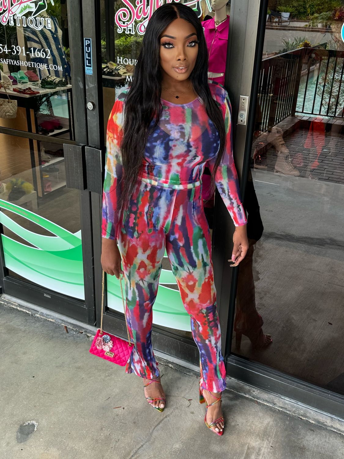 POPSTAR Long Sleeve Multi Color Top and Pants Set