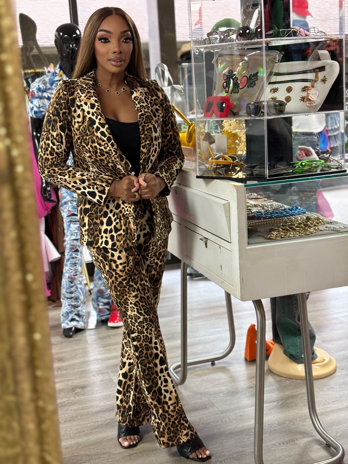 LET IT BE KNOWN LEOPARD blazer set