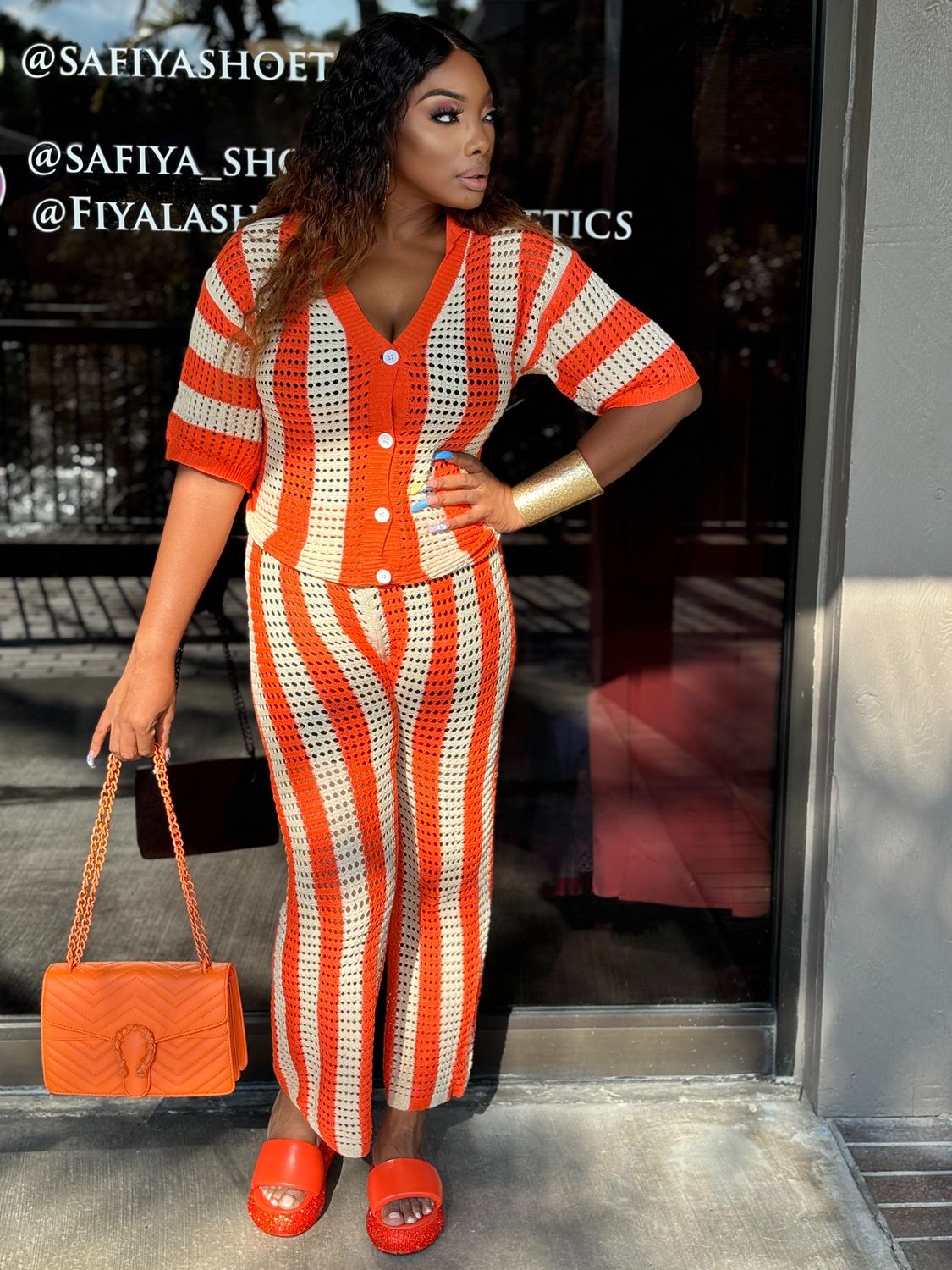 Rise And Toast Crochet 2 Piece Set -orange