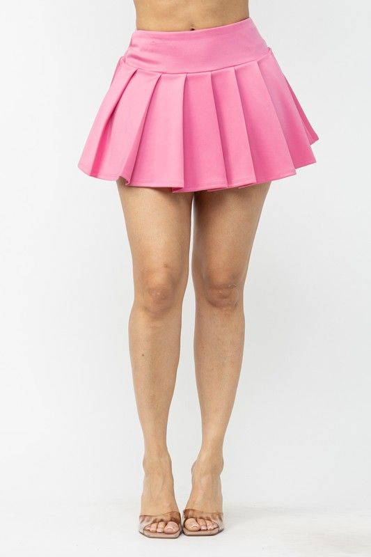Solid All Over Pleated Mini Skirt