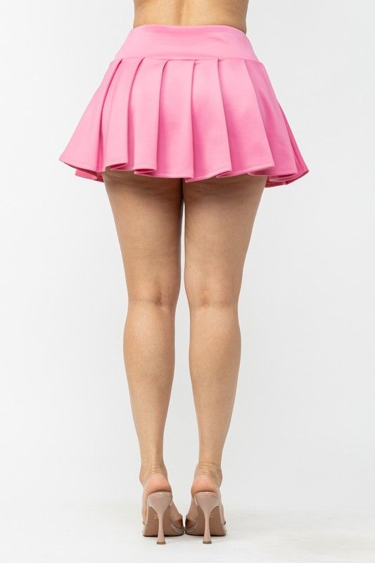 Solid All Over Pleated Mini Skirt