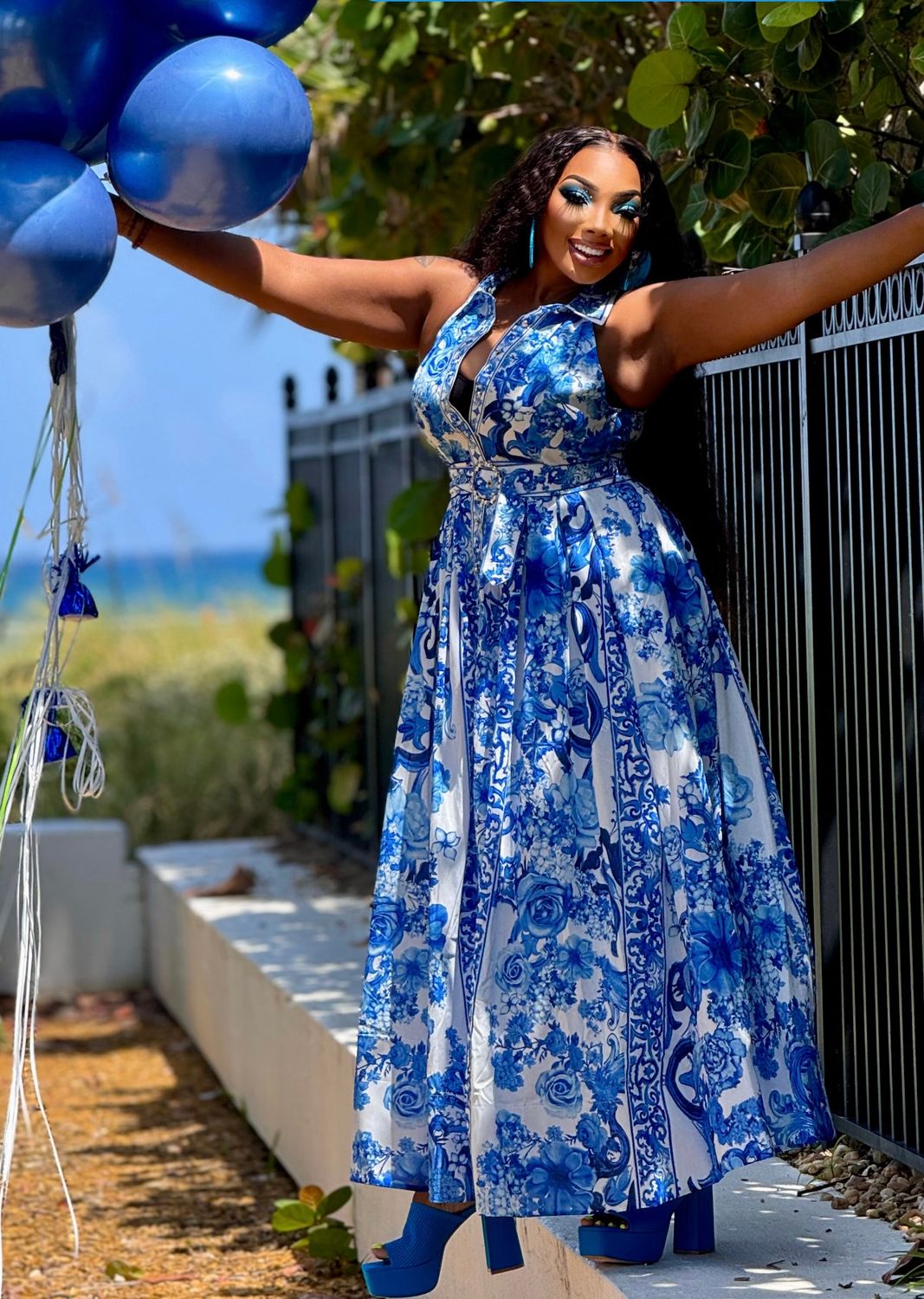 SOFIA POPLIN sleeve maxi dress