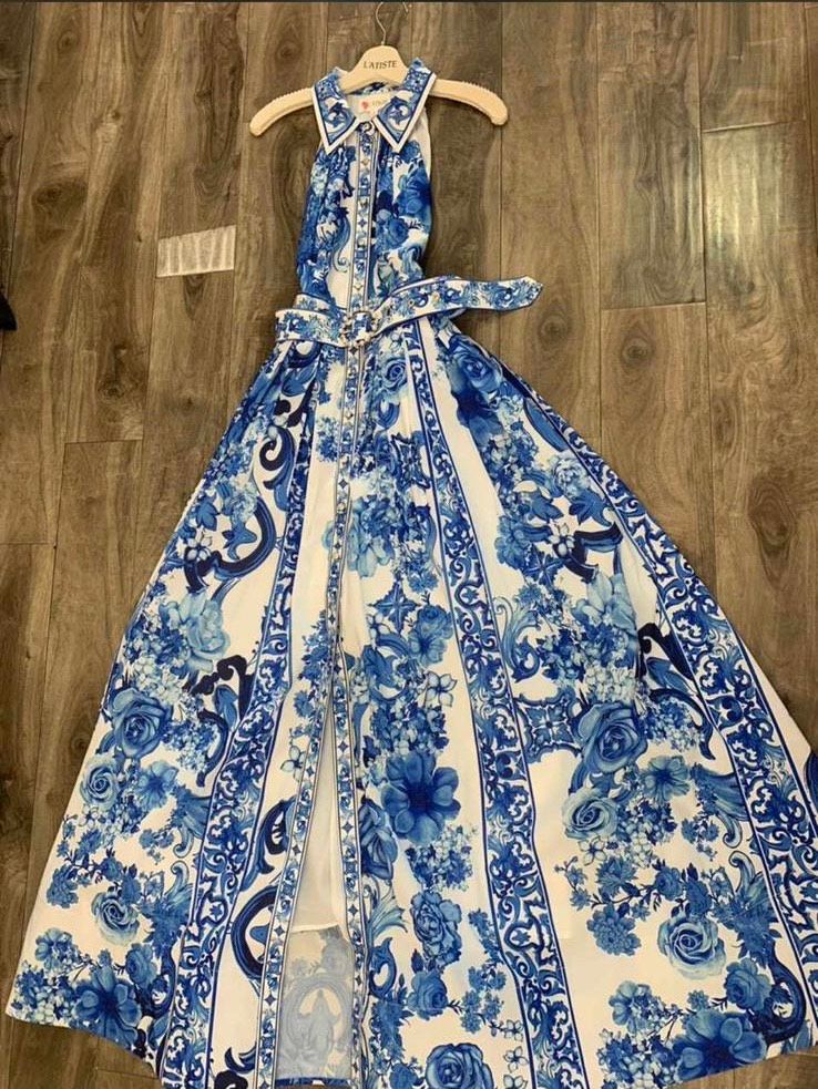 SOFIA POPLIN sleeve maxi dress