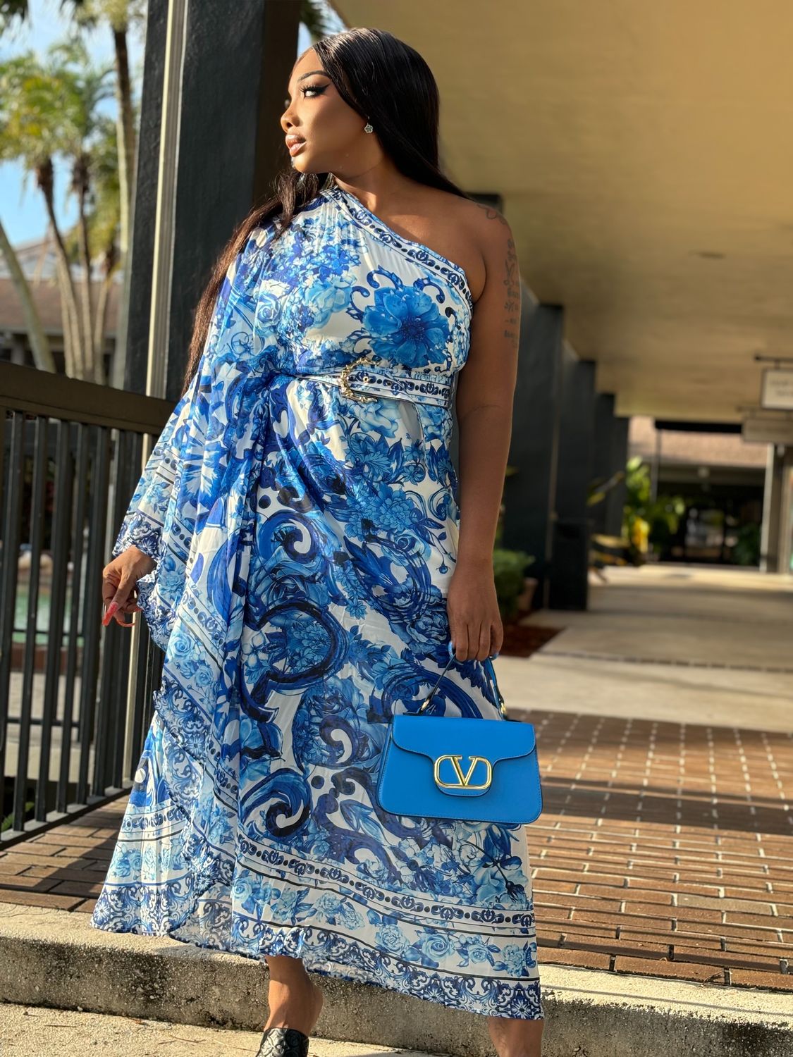 Serena  Blue Paisley Maxi Dress