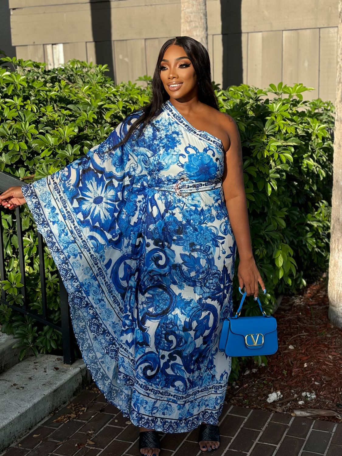Serena  Blue Paisley Maxi Dress