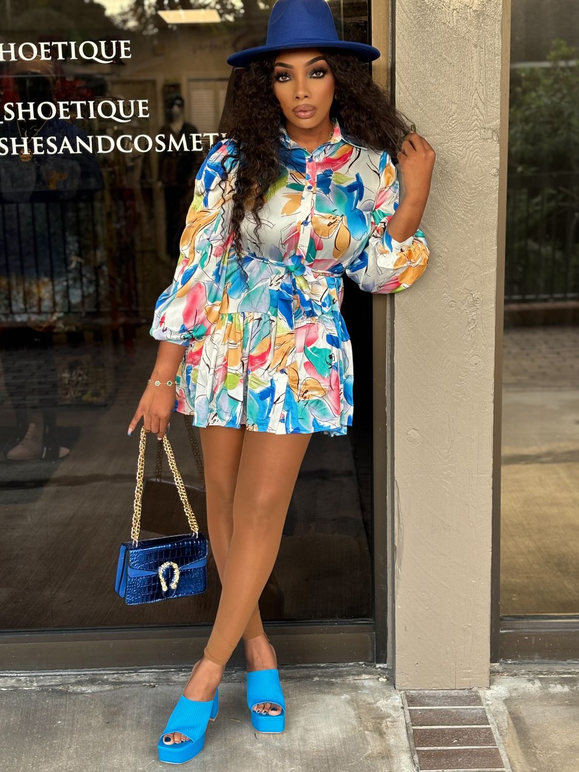 &quot;DAWN&quot; Floral Belted Mini Shirtdress