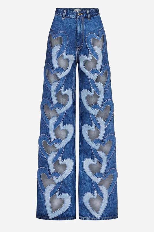 &quot;DANIELLE&quot; Heart Cut-Out Flared Jeans