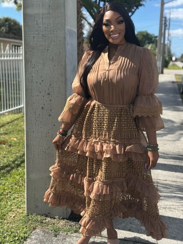 Eternity Bell Sleeve Ruffle Dress