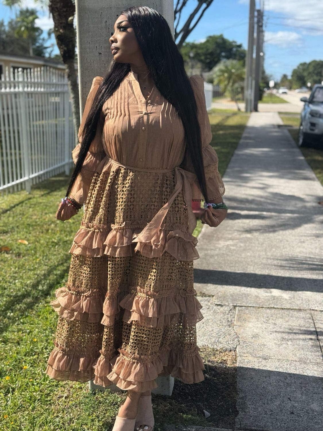 Eternity Bell Sleeve Ruffle Dress