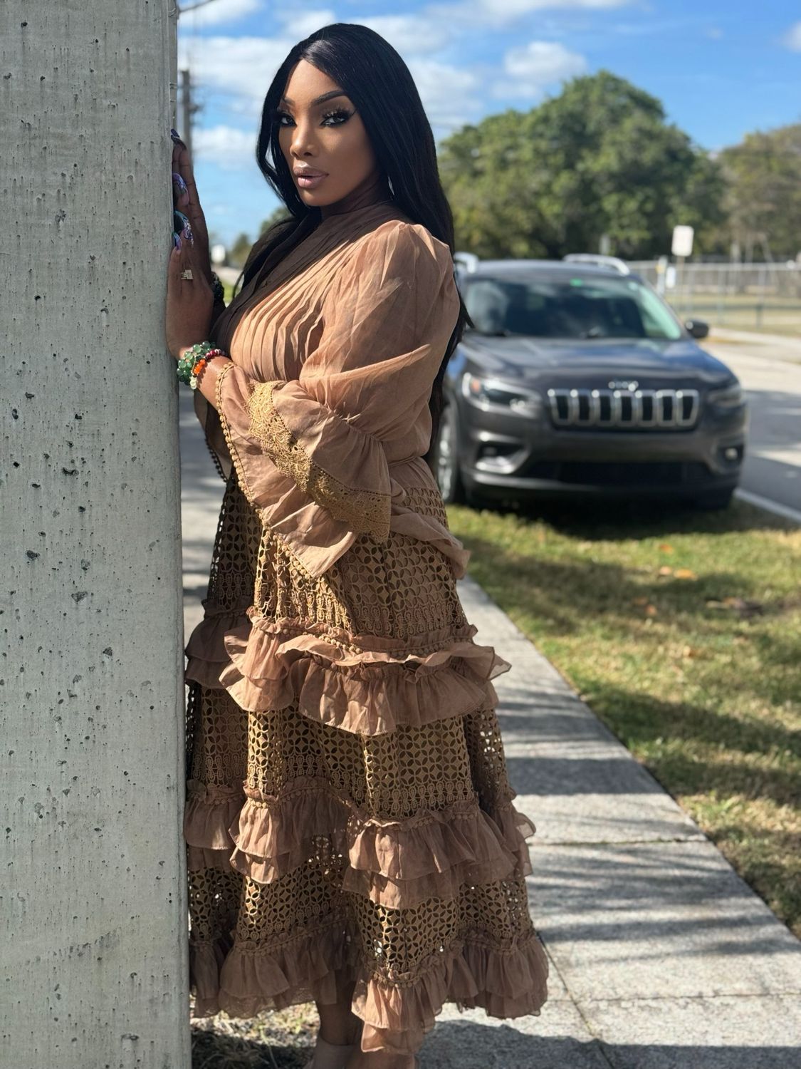 Eternity Bell Sleeve Ruffle Dress